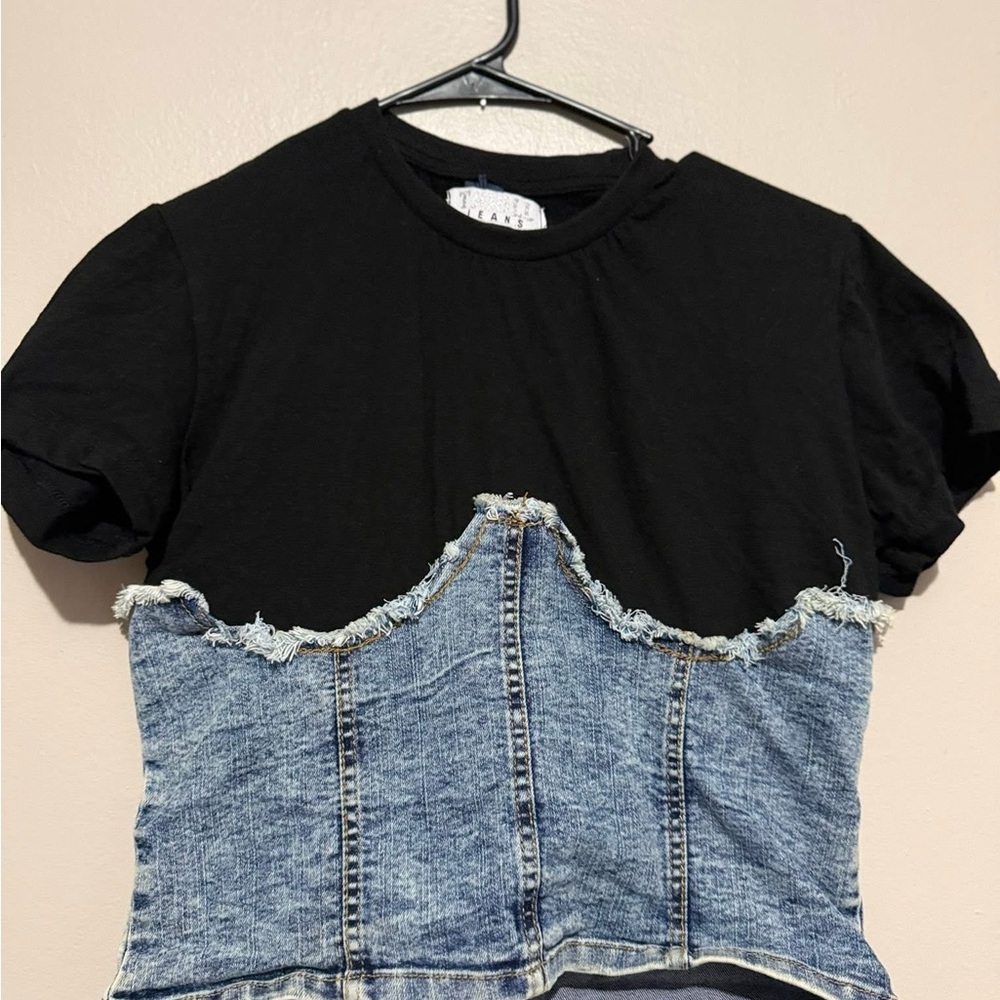 Black and Denim Corset Top